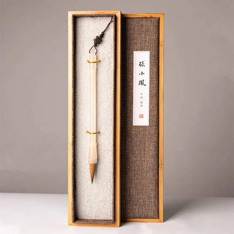 Chicken blood jade professional grade weasel hair brush pen soft Chinese calligraphy painting pen medium regular script
