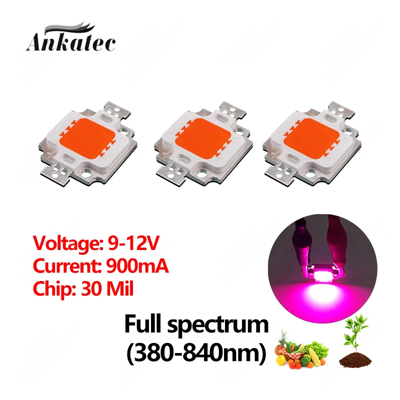 

3 шт./партия, светодиодные лампы полного спектра для выращивания растений,-нм