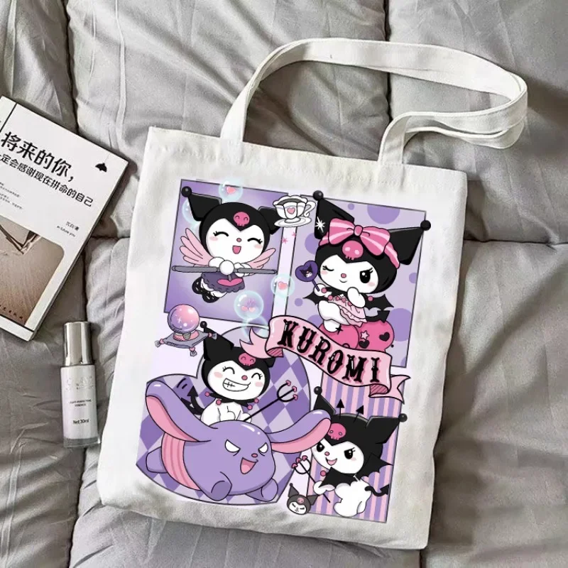 Женская сумка Холщовая Сумка через плечо Kawaii Anime Kuromi Melody Cinnamoroll Keroppi 35x4 0 см Женские