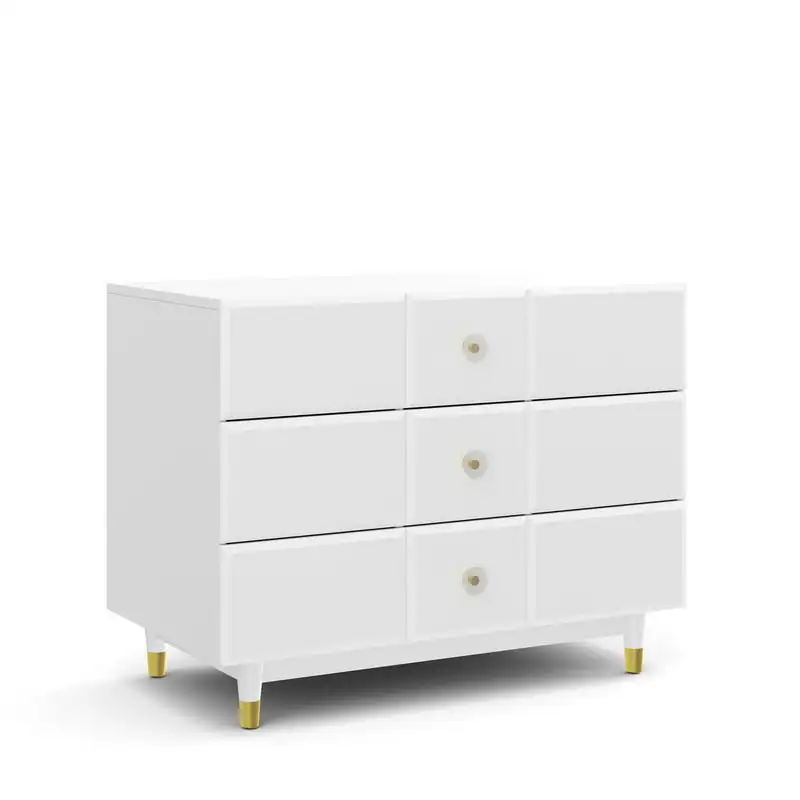 

3-Drawer Dresser with Gold Hardware, White