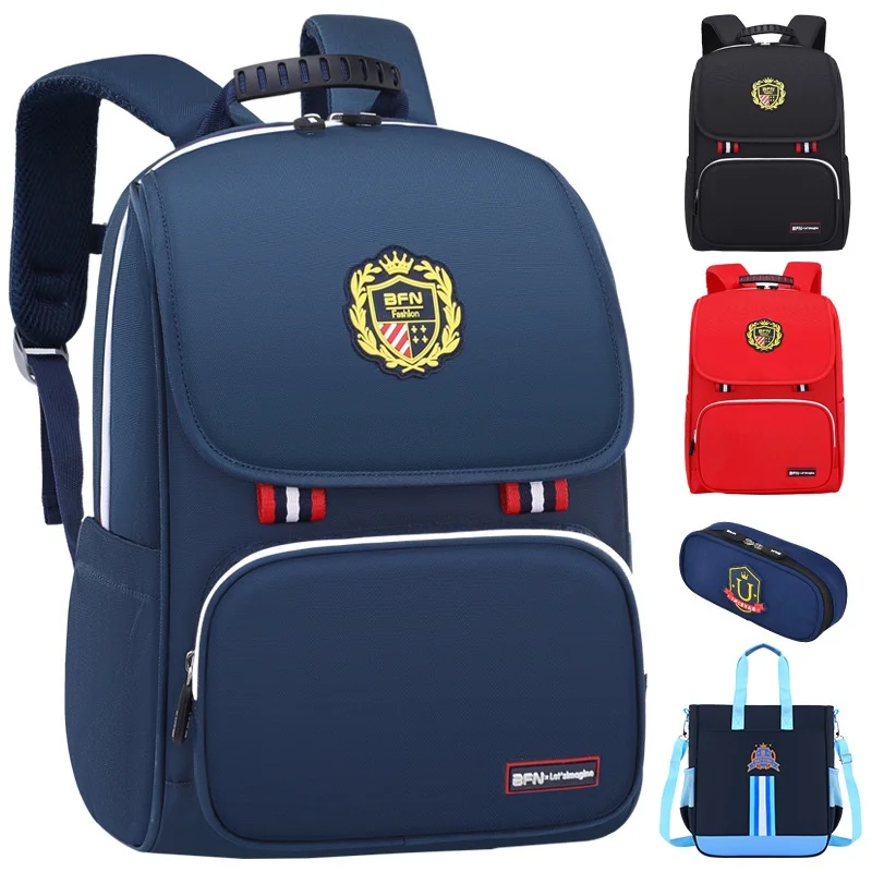 3-piece Children British Style Large Capacity Backpacks New Primary Girl Boy Fashion Tutorial Bags Students Matching Pencil Case