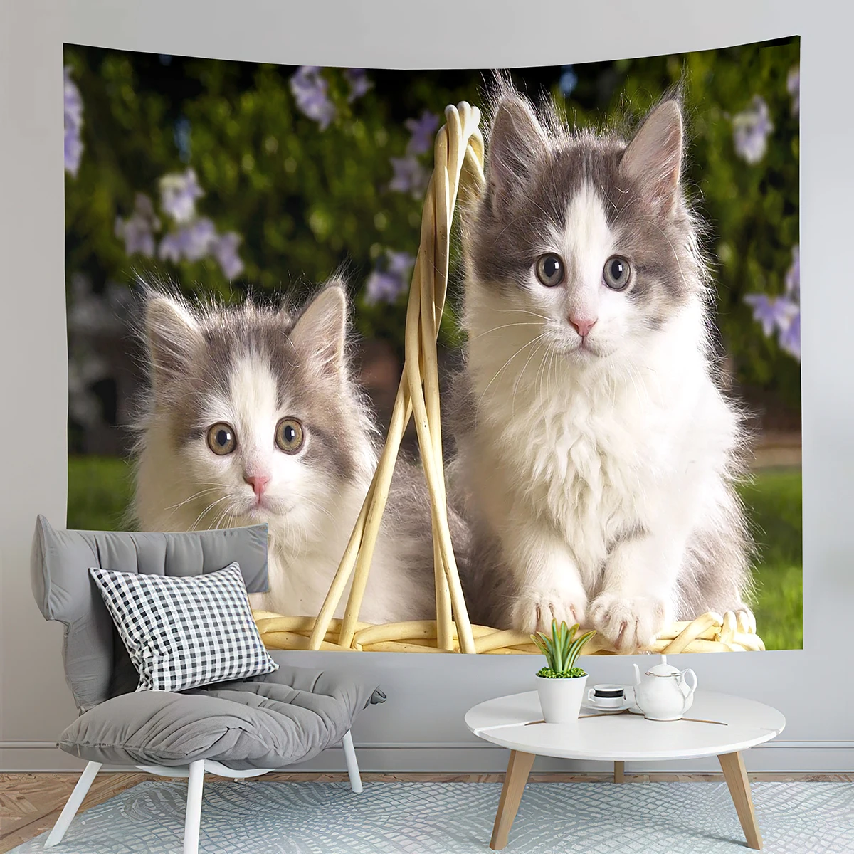 

Cute Kitten Tapestry Furry Animals Tapestry Creativity Pet Tapestry Wall Hanging Decor Tapestries Bedroom Home Living Room Dorm