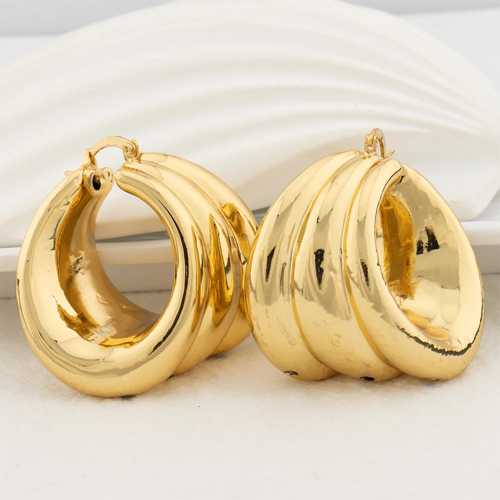 

Fashion Hoop Earrings New Copper African Dubai Hollow Style Jewelry For Women High Quality Bold Earrings Daily Wear Gift Party