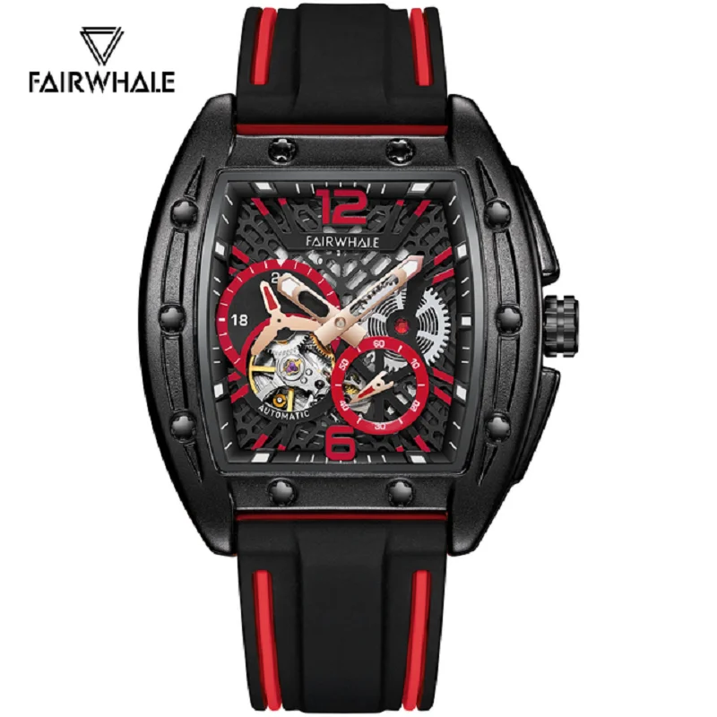 Famous Brand Mark Fairwhale Fashion Mechanical Watch For Men Automatic Clocks Silicone Strap Sports Waterproof Wristwatches Male