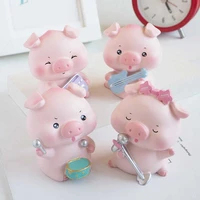 creative band pig resin statue car interior ornament home decoration diy cake party accessories living room decor birthday gift