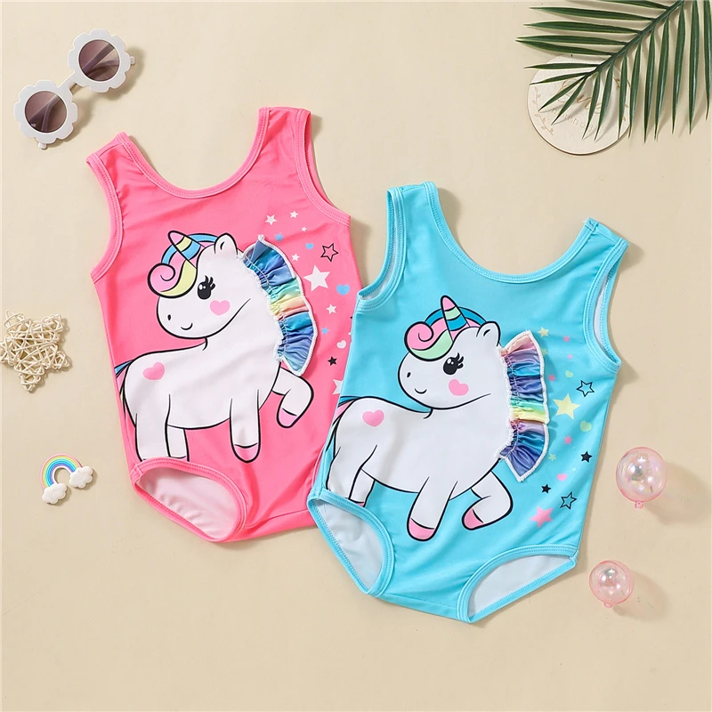 

Летний купальник для маленьких девочек, купальник с мультяшными животными, купальный костюм для маленьких девочек, детская Праздничная пля...