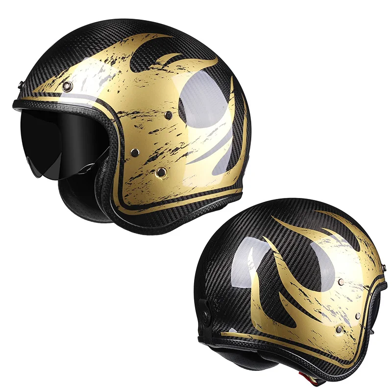 

Carbon Fiber Open Face 3/4 Helmet Personalized Unisex Vintage Retro Motorcycle Motorcycle Helmet Motorbike Accesorios Para Moto
