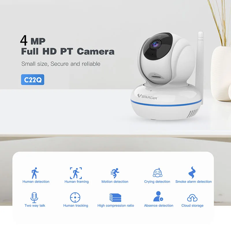 

IP-камера видеонаблюдения Vstarcam C22Q, 4 МП, 2,4 ГГц, Wi-Fi