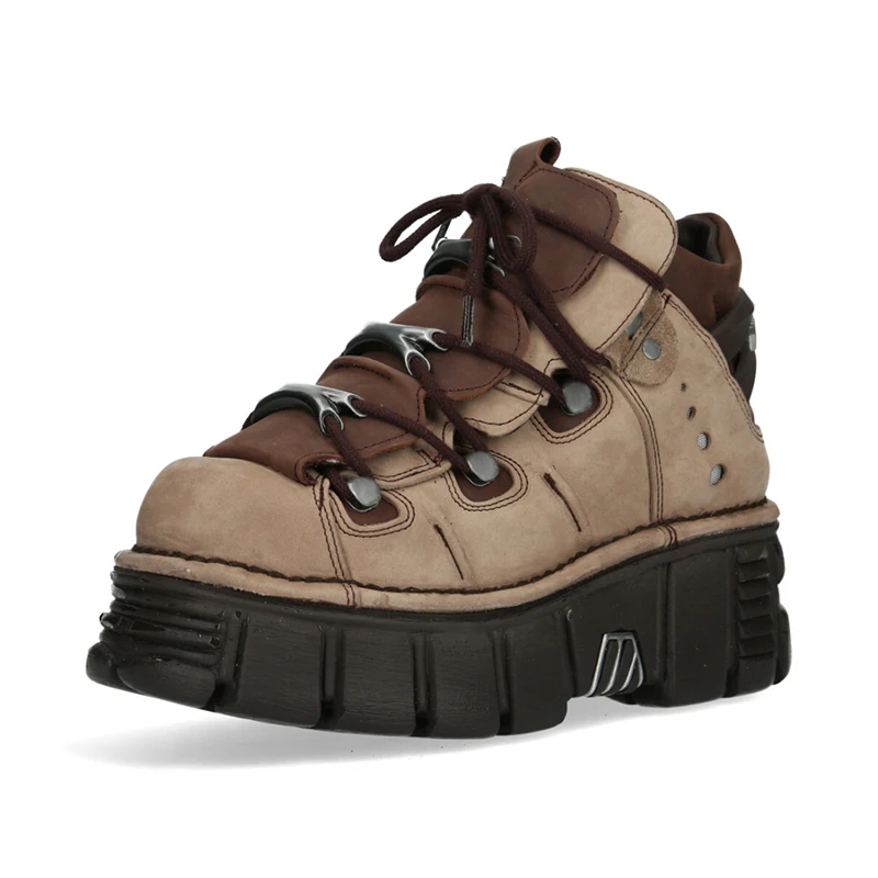 2023 New Rock Spanish Fashion Brand Retro Punk Small Leather Shoes Women's Metal Platform Street Style Pumps