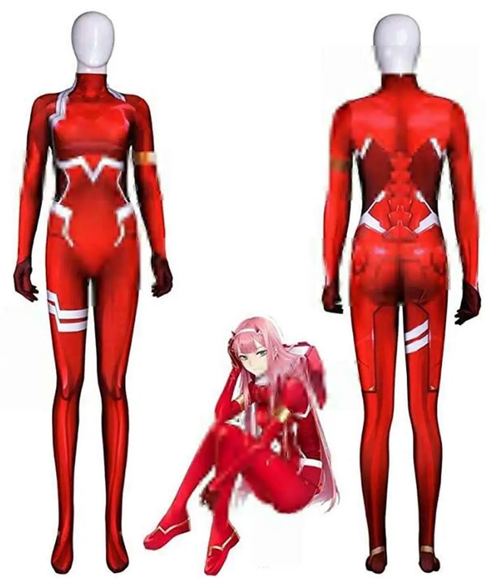

Darling in The FRANXX 02 Zero Two Bodysuit Tights Zentai Cosplay Costume Adult Women 3D Style New Cosplay Costume