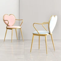 pink nordic creative dining chair gold wrought iron heart shaped chair nail coffee lounge chair simple dressing chair