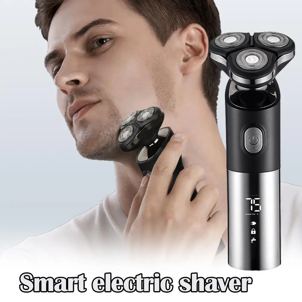 

4 in 1 Men's Electric Shaver IPX7 Waterproof Quick Wet Portable Dry and Trimmer Nose LCD Bald Razor Hair Screen Charge X6V8