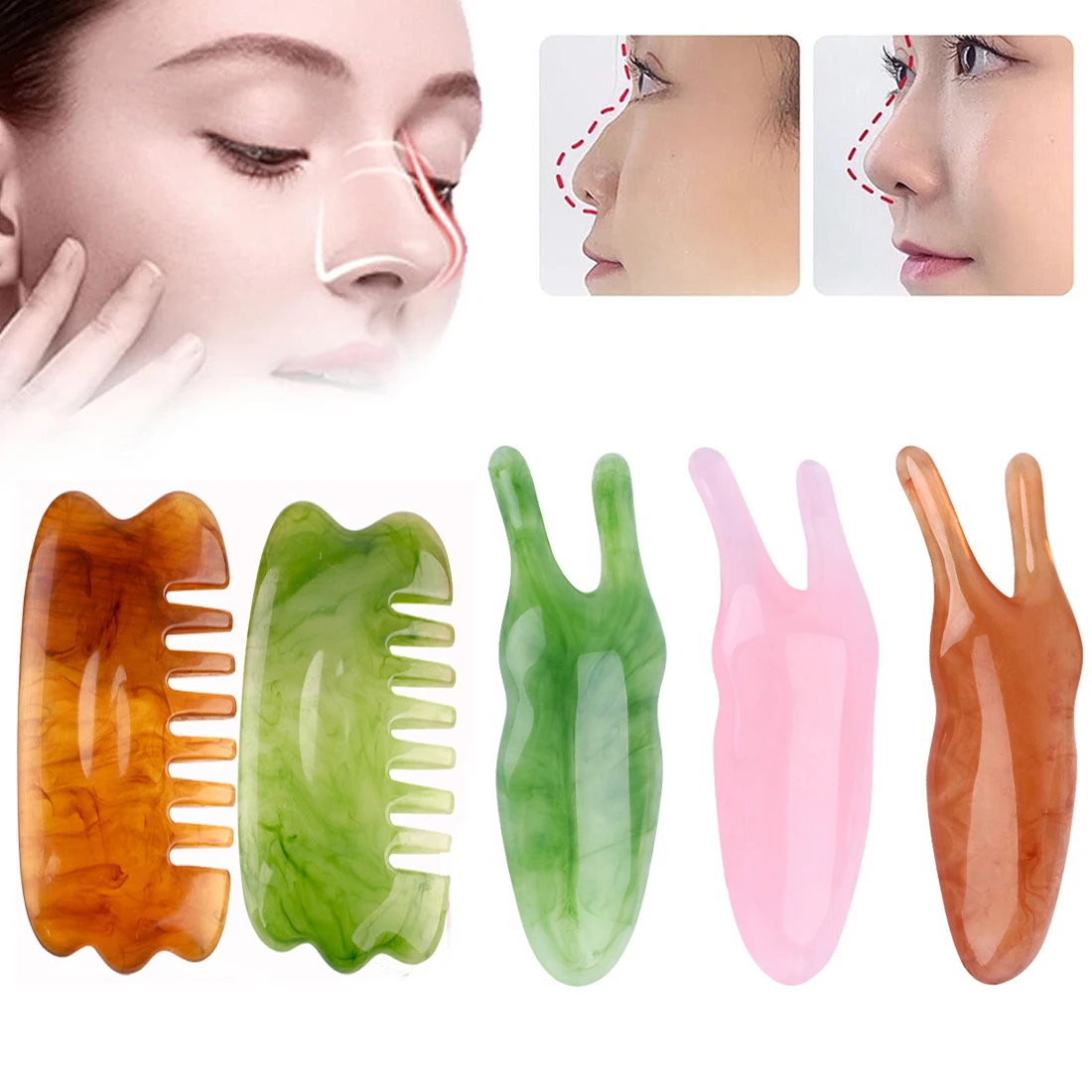 

Natural Resin Ox Horn Meridian Combs Y-Shaped Fork Massage Shaper Body Spa Guasha Plate Facial Slimming Roller Beauty Care Tools