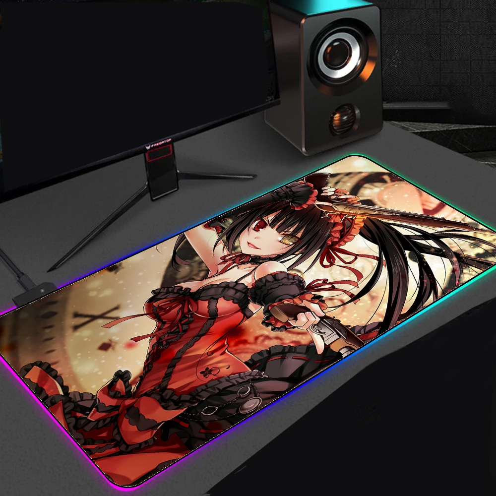 

Mouse Pad Led Kurumi Tokisaki Pad Mouse Gaming Mouse Mat Hot Pad Office RGB Memo Pad Mousepad Anime Gaming Accessories Carpet