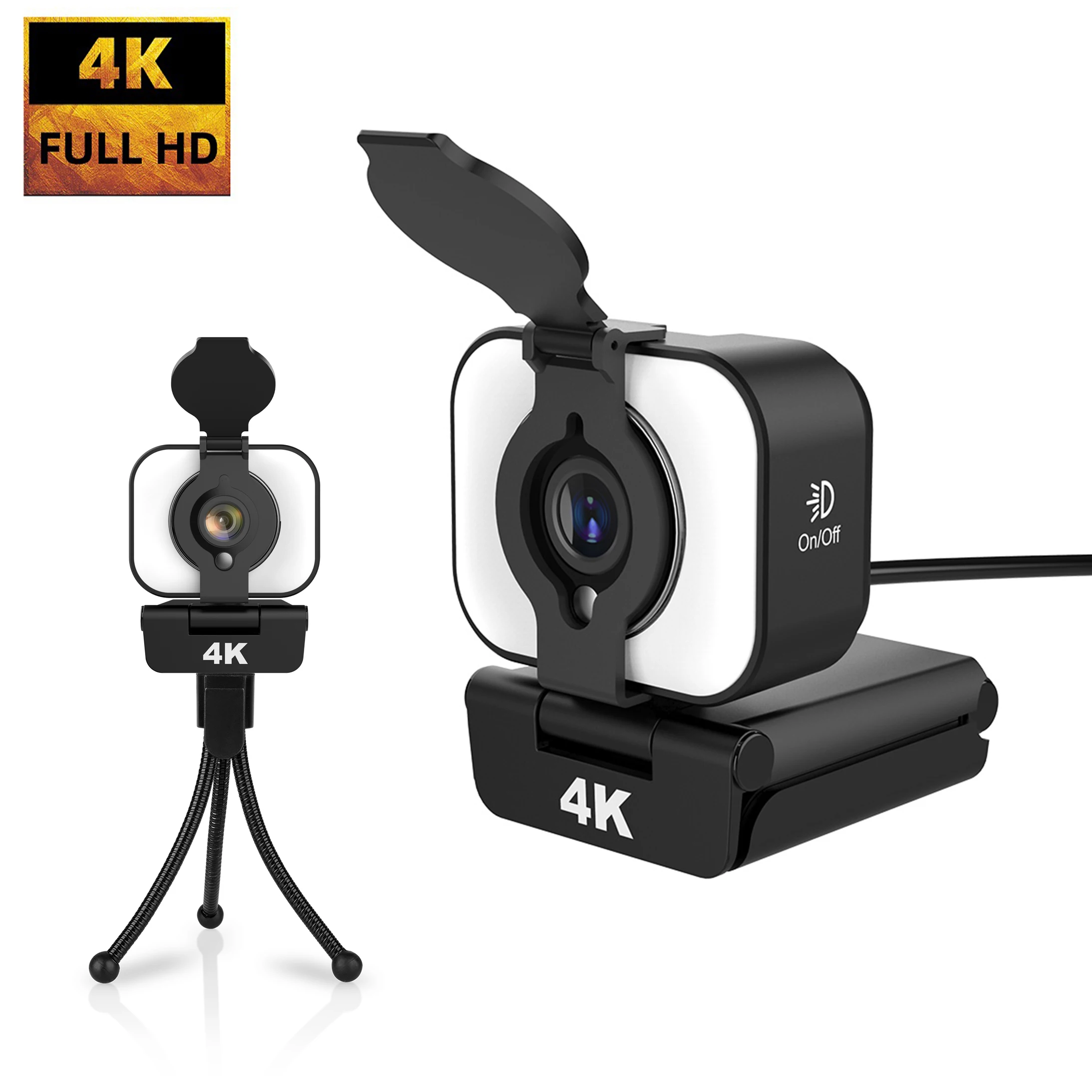 

Webcam 4K 1080P USB Web Camera With Microphone Ring Light Full HD Mini Camera For Computer PC Laptop Live Streaming Youtube