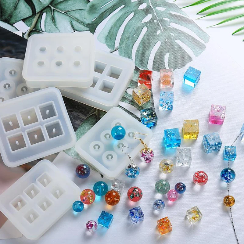 

Rectangle Silicone Mould Square Bead Ball 6 Holes For DIY Necklace Keychain Crystal Epoxy Resin Jewelry Making