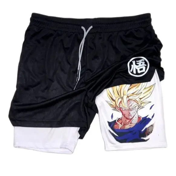 

2023 New 3D Printed Double Layer Quick Drying Sports Shorts