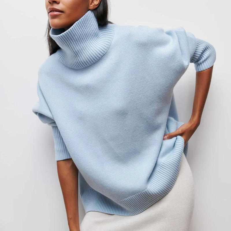 

We.Fine Women Turtleneck Sweater Ladies Casual Jumpers Tops Autumn Winter Solid Elegant Thick Warm Long Sleeve Knitted Pullovers