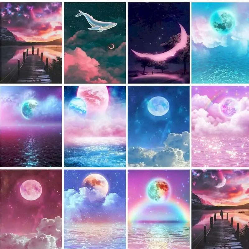 

GATYZTORY 60x75cm DIY Painting By Numbers Starry Sky Picture By Numbers Landscape Wall Art Acrylic Paint For Home Decor Art