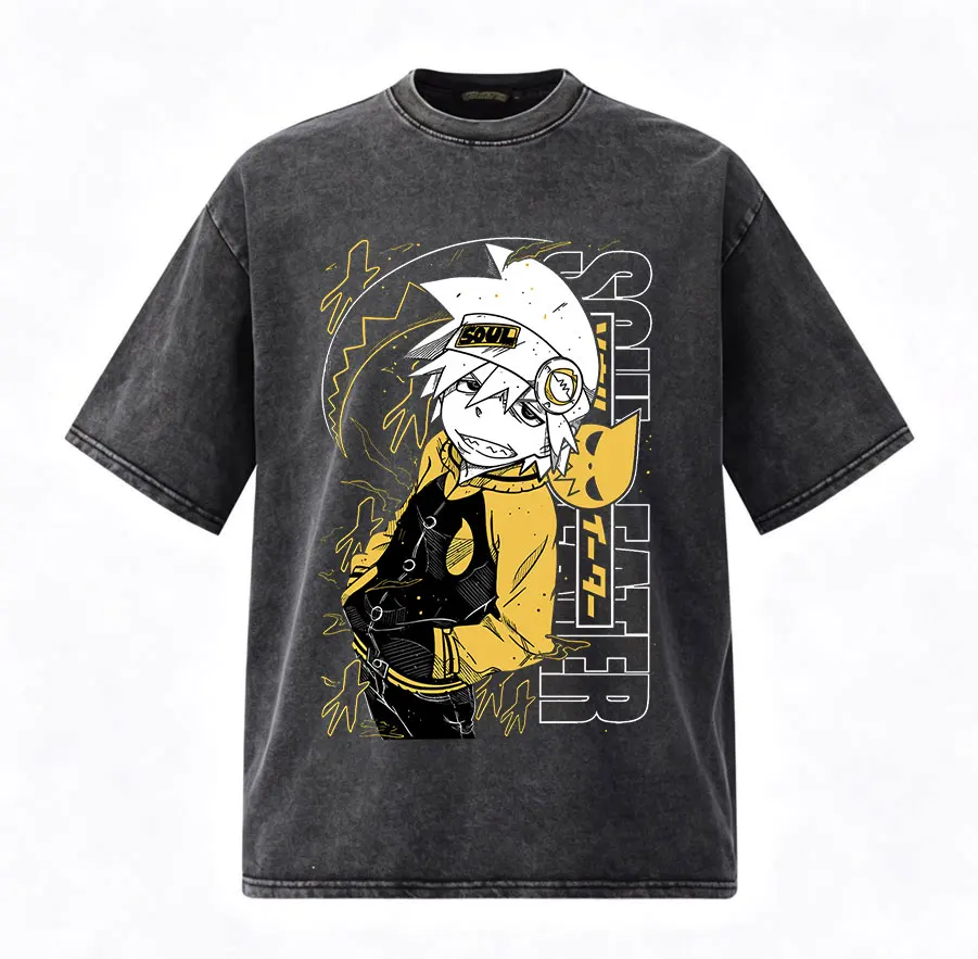 Фото Винтажные футболки с принтом японского аниме Soul Eater Crona, мужская и женская одежда, модные футболки в стиле Харадзюку, оверсайз, с коротким рукавом №3
