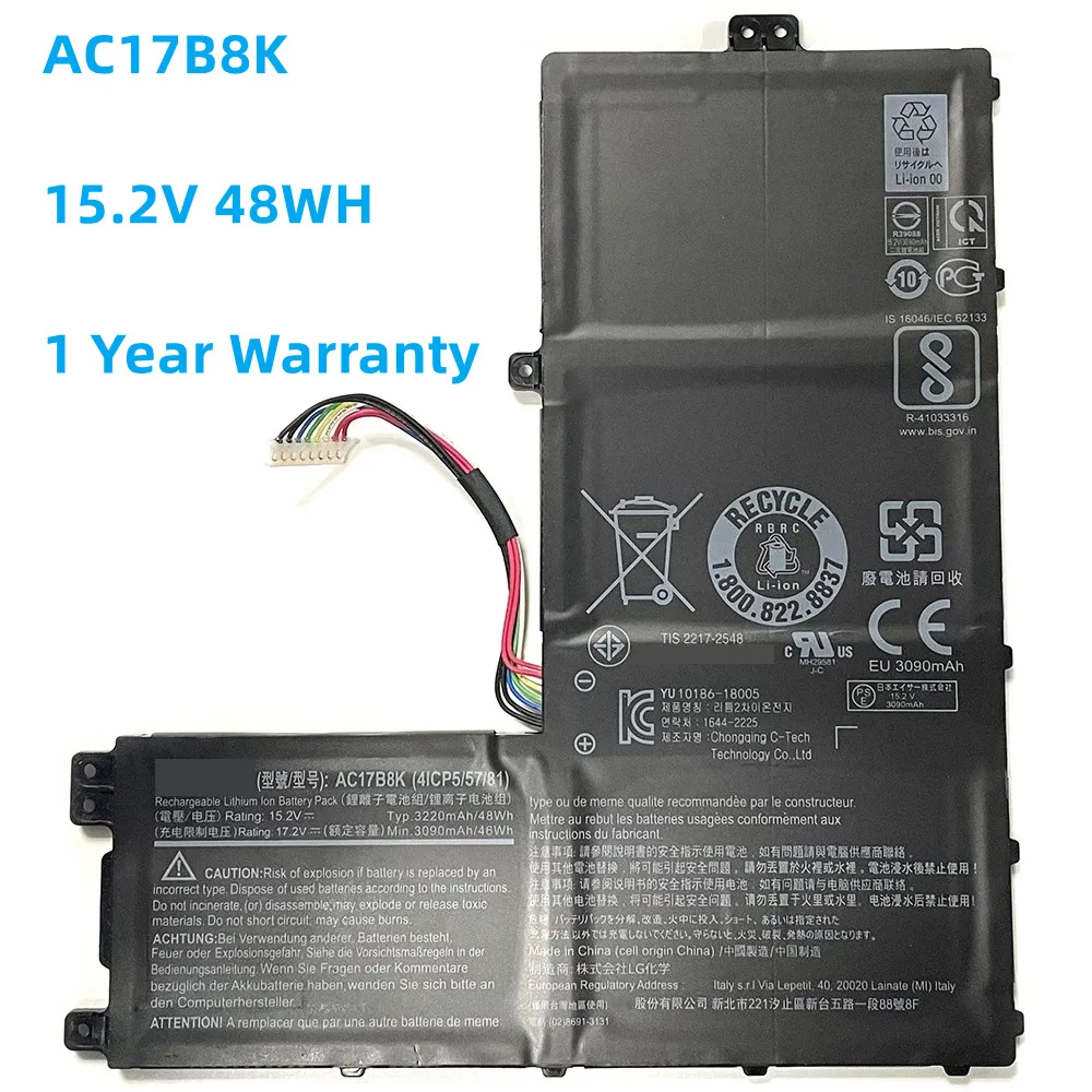 

New AC17B8K 4ICP5/57/81 Laptop Battery For Acer SWIFT 3 SF315-52-33KX SF315-52G 52G-855Z 52G-82TV 83A6 51AK 15.2V 48WH