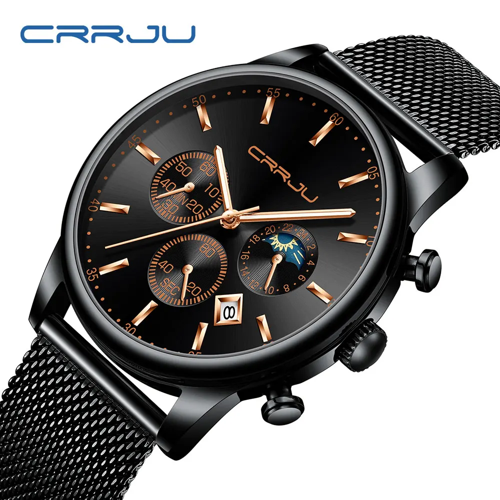 

CRRJU 2022 New Men's Watch Hot Sale Leisure Personality Watch Fashion Popular Men's Watch Student Watch 30m Waterproof Swimming