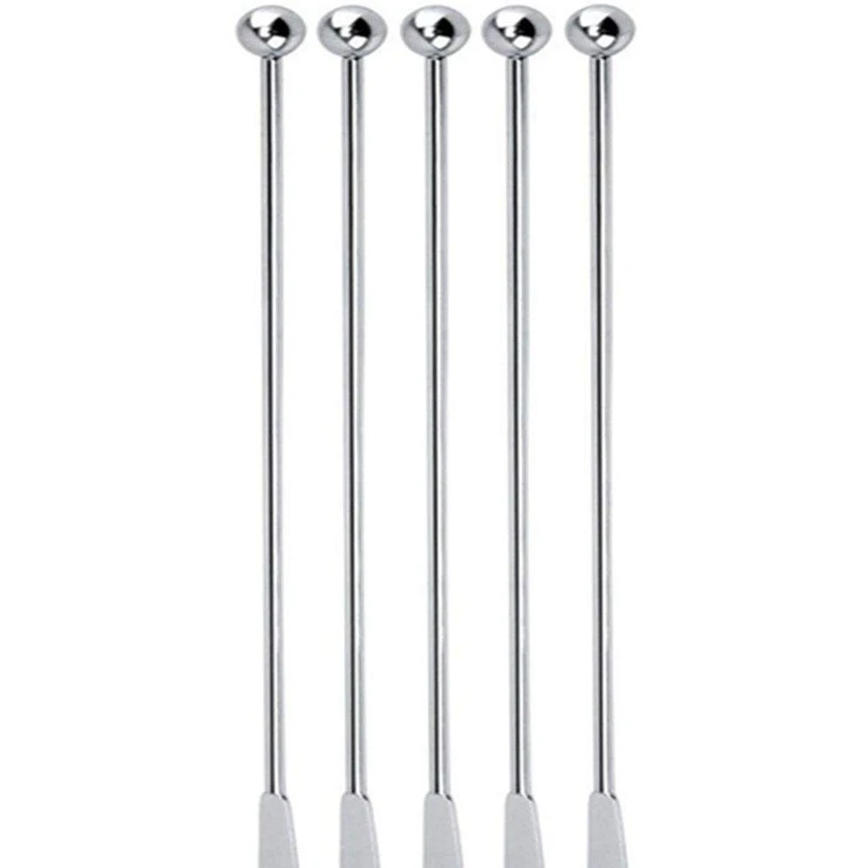 

New 5 Pcs Reusable Swizzle Sticks Coffee Stirrers Beverage Stir Sticks Stainless Steel Cocktail Swizzle Sticks Silver Straight R