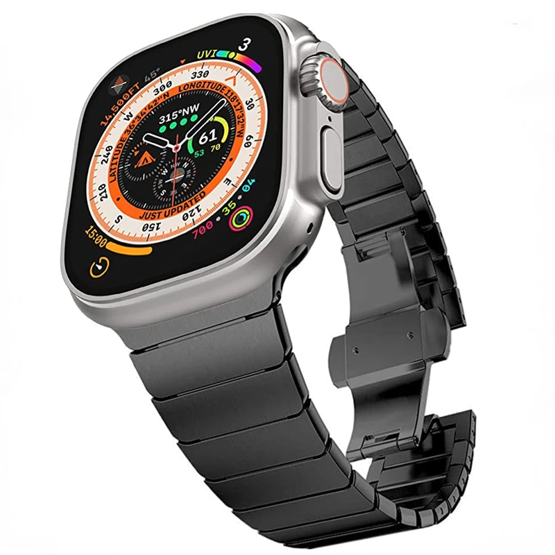 Link bracelet strap for Apple watch band 49mm 45mm 44mm 41mm 40mm Series Ultra 8 7 6 5 4 SE Stainless steel belt iwatch 3 42mm