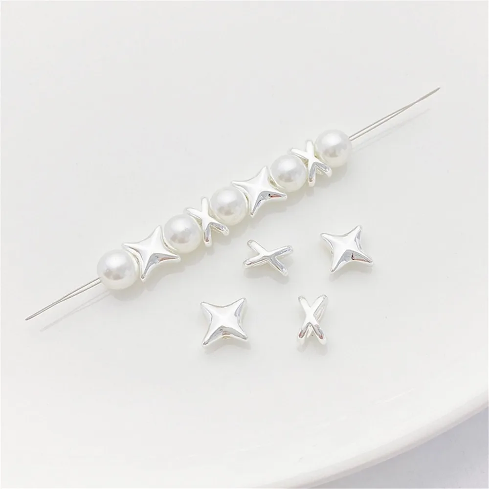 Бусины из серебра 925 пробы с четырьмя звездами