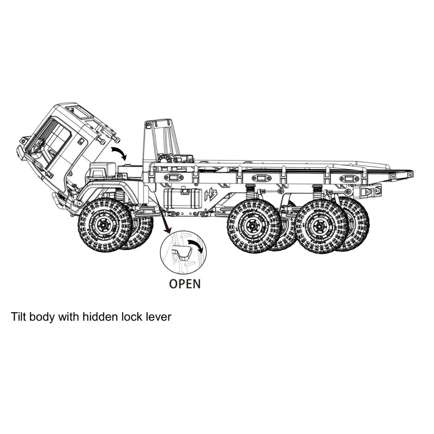 1/18 CR18P Радиоуправляемый грузовик с платформой Rock Crawler 6x6 RTR окрашенный Собранный