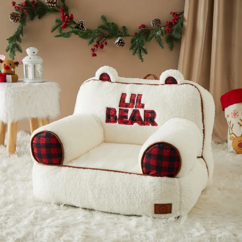 Dearfoams Cute Kid Bean Bag Chair White Red Children Sofa