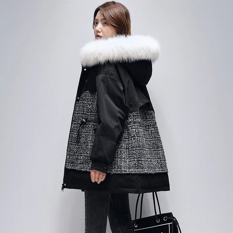 

Aoottii Fox Fur Collar Coat Women's Puffer Jacket Winter Warm Korean Style Parkas Ladies Casual Outwear Chaquetas De Mujer 01507