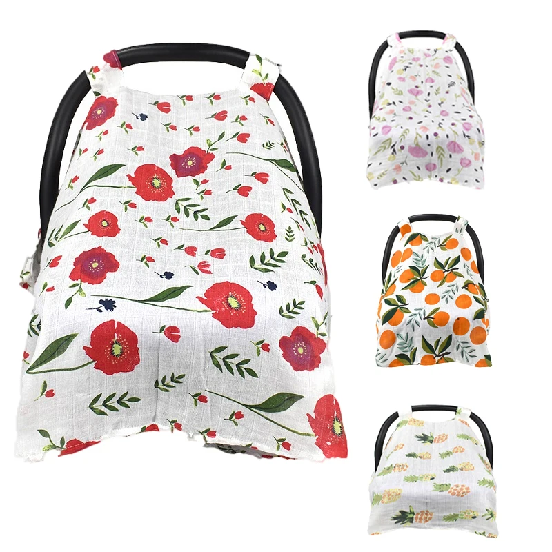 

Soft Muslin Cotton Car Seat Canopy Muslin Gauze Car Seat Cover Sun Shade Stroller Accessories Trolley Breathable Curtain Outdoor