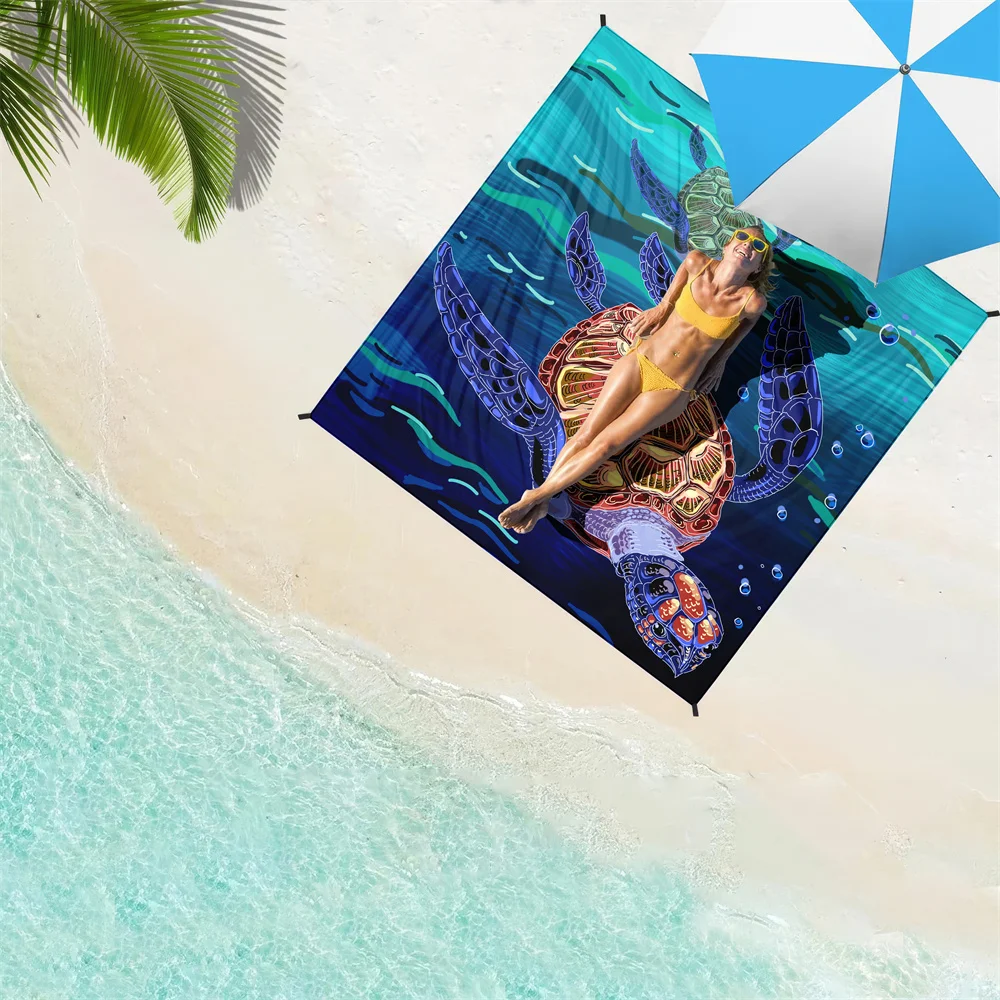 1 шт. водонепроницаемое пляжное одеяло с рисунком черепахи