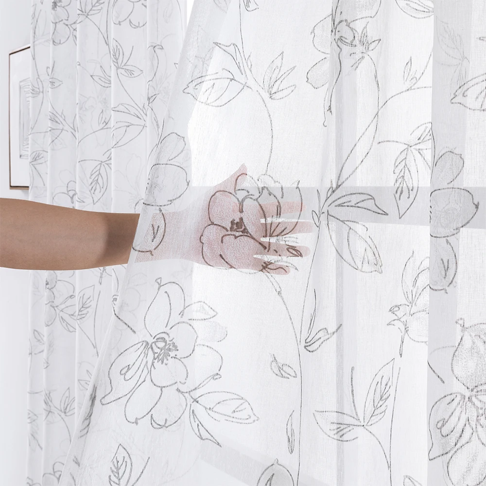 Современные тюлевые шторы MRTREES с цветочным рисунком прозрачные Занавески для
