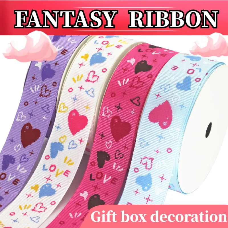 

FANTASY RIBBON 1"25mm X 5yards Mother's Day Valentine's Day Heart-shaped Ribbon