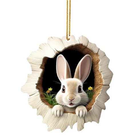 Акриловая подвеска, пасхальные украшения в виде кролика, семейный подарок, подвесные 2D Акриловые подвесные украшения на пасхальную весну