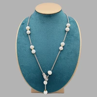 folisaunique 10 11mm white freshwater pearl necklace box chain magnetic clasp gold and silver adjustable sizes pendant necklace