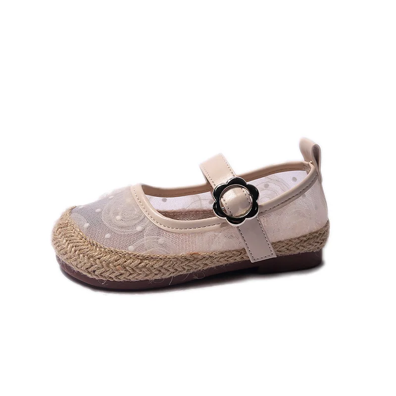 

Girls Mesh Bow Boat Shoes 2023 Spring and Summer New Princess Kids Fashion Soft Retro Moccasin Shoes Breathable Casual Flat Cute