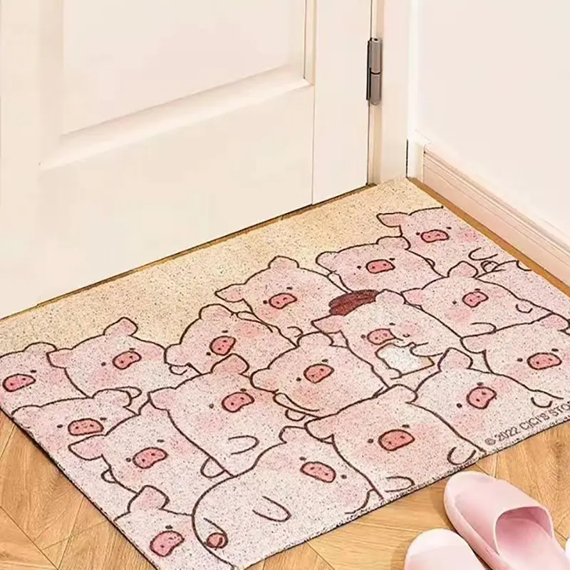 

Милый напольный коврик «сделай сам» из свиньи, коврик для входной двери с шелковым кольцом, коврик для ног, Противоскользящий коврик, пылезащитный коврик