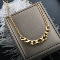 zmfashion stainless steel thick chain necklace women gold plated fashion hip hop punk exaggerated necklace party gift jewelry