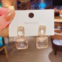 wangaiyaos new fashion personality temperament block crystal earrings all match earrings girls birthday valentines day gift