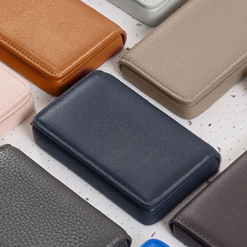 Free Custom Letters Creative Business Card Case PU Leather Gift Business Card Case