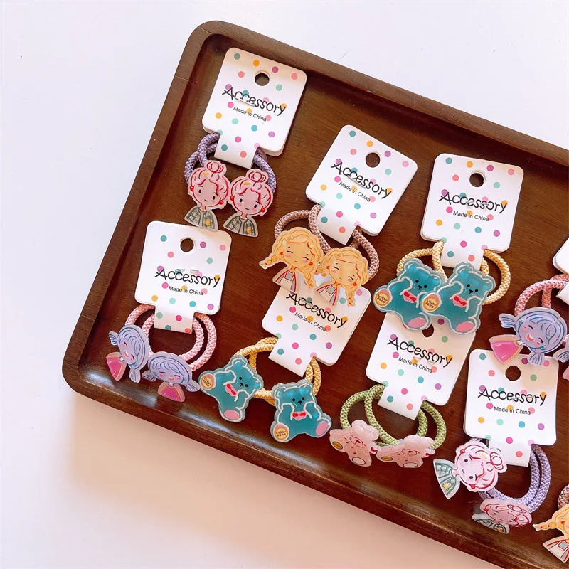 Corda de Cabelo Scrunchies para Meninas Laços de Cabelo Anéis de Corda Bonito Coreano Cereja Elasticidade Crianças Kawai Acessórios 10 Pcs