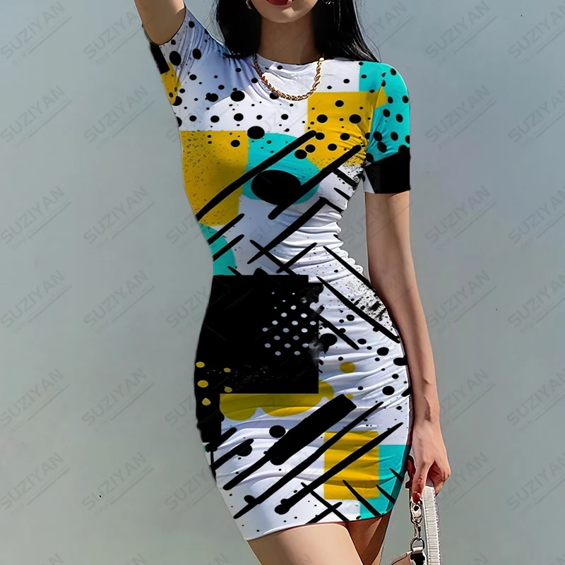 

Женское летнее модное универсальное платье, яркое и изысканное платье с 3D принтом, сексуальное облегающее платье, простое и удобное облегающее платье