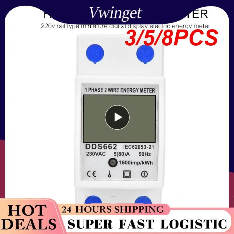 

3/5/8PCS Two Wire Electric Din Rail Backlight Ac 230v 50hz Energy Electric Meter Kwh Lcd Digital Display Dds662 Energy Meter