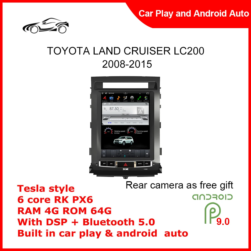 

Tesla стиль вертикальный экран Android GPS автомобиль 4 + 64G для TOYOTA LAND CRUISER 2008-2015 Android автомобильное радио 12,1 дюймов стерео для автомобиля