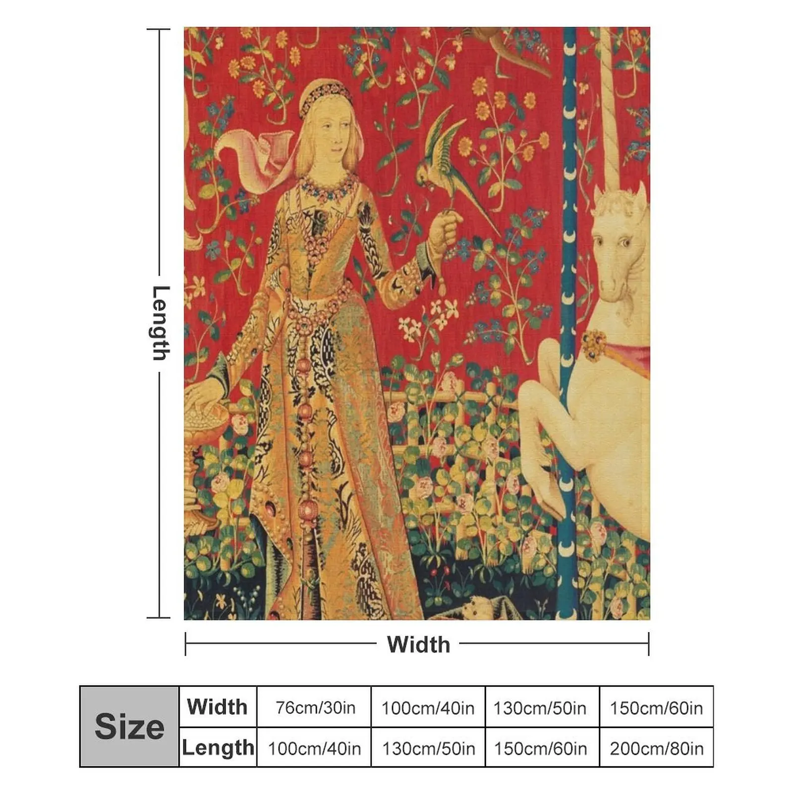 LADY AND UNICORN Taste Detail красные зеленые фэнтезийные цветы одеяло с животными для дивана