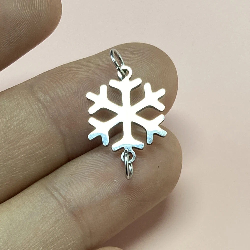 

One Dozen 15-20mm Snowflake Charms 12pcs Snow Bracelet Pendant Jump Ring Steel Necklace Craft For Jewelry Making Diy Supplies