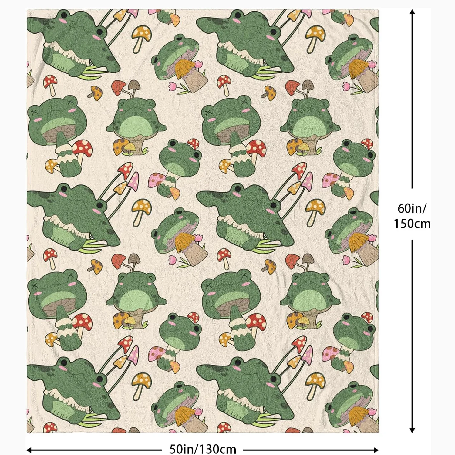 Фланелевое флисовое покрывало в виде грибов и лягушек легкий милый уютный